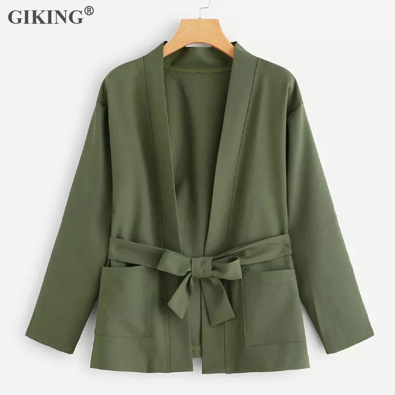 GIKING Long Sleeve Women Suit 2019 Autumn Winter Elegant Belt Cardigans With Pockets Vintage Streetwear Office Ladies Top mujer
GIKING Long Sleeve Women Suit 2019 Autumn Winter Elegant Belt Cardigans With Pockets Vintage Streetwear Office Ladies Top mujer