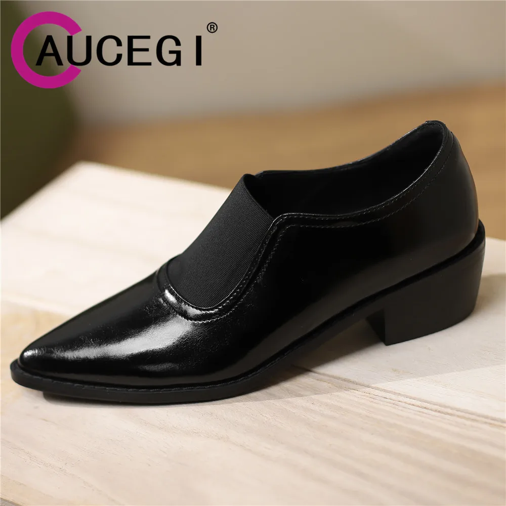 Aucegi Brand Thick Heel Ladies Pumps Retro Genuine Leather Pointed Toe Square Heels Office Party Handmade Shoes Large Size 34-43
Aucegi Brand Thick Heel Ladies Pumps Retro Genuine Leather Pointed Toe Square Heels Office Party Handmade Shoes Large Size 34-43
