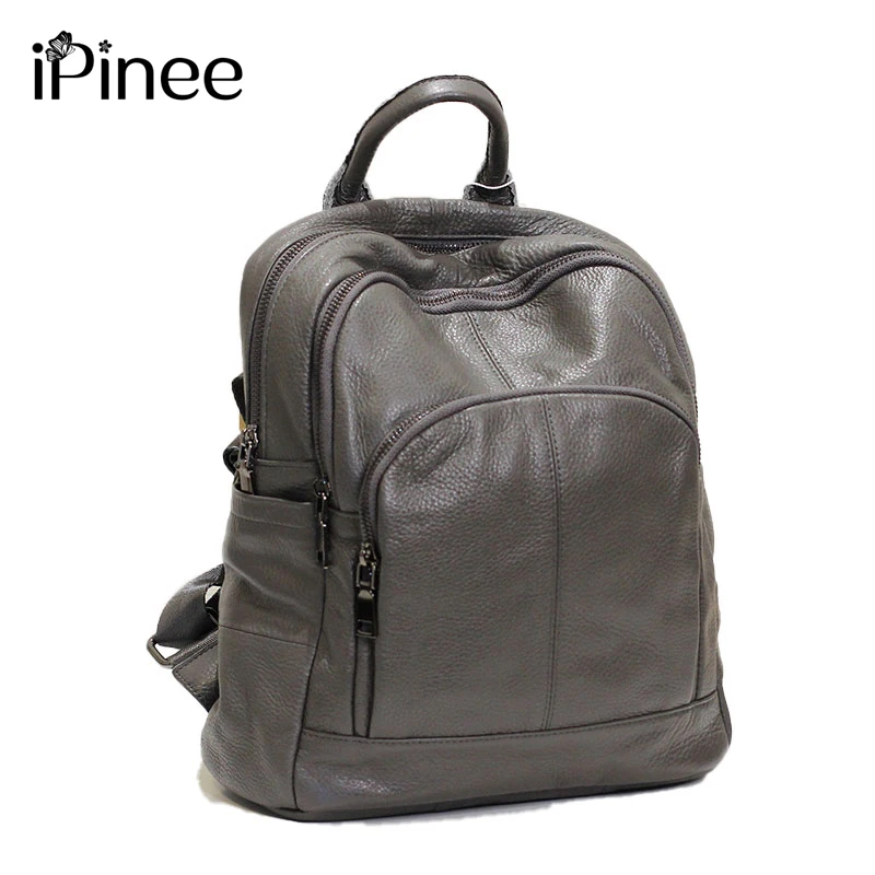 IPinee женский рюкзак из коровьей кожи мягкие школьные сумки натуральной для дам