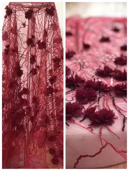 New Designs African Lace Fabrics 5Yards Wine 3 D Flowers Lace Fabric High Quality African Cord Lace Fabric For Wedding Dress
New Designs African Lace Fabrics 5Yards Wine 3 D Flowers Lace Fabric High Quality African Cord Lace Fabric For Wedding Dress