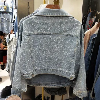 2020 Spring Fall New Denim Jacket Women's Streetwear Loose Top Korean Heavy Industry Hot Drilling Short Jeans Coat Woman Jackets
2020 Spring Fall New Denim Jacket Women's Streetwear Loose Top Korean Heavy Industry Hot Drilling Short Jeans Coat Woman Jackets