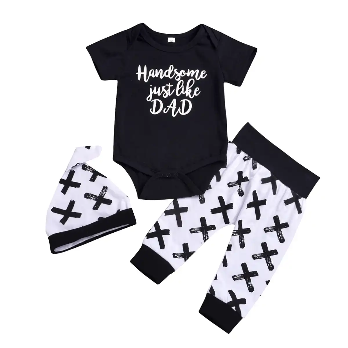 boy set 0-24m 3pcs newborn baby boys cotton top romper pants