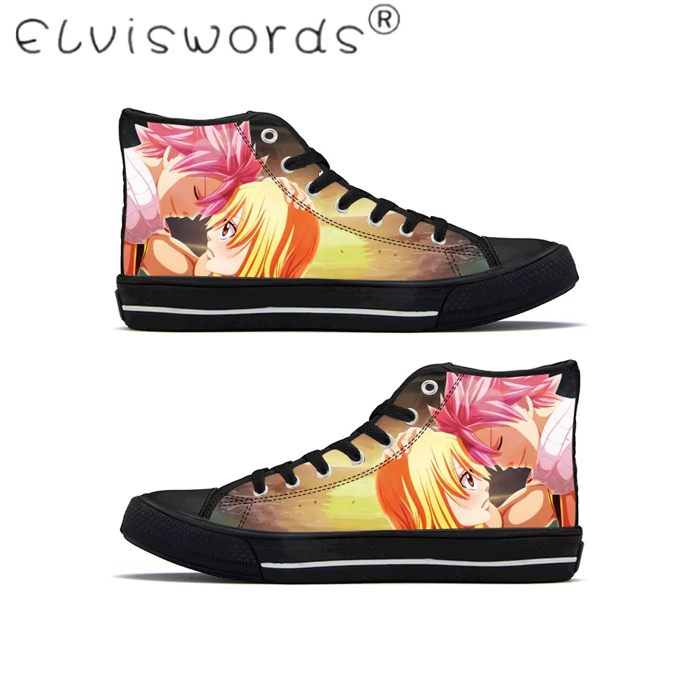ELVISWORDS Couple shoes Men Women Vulcanize shoes Frairy Tail Natsu Lucy Print on demand Lace-up High Vancas Sneakers Large size
ELVISWORDS Couple shoes Men Women Vulcanize shoes Frairy Tail Natsu Lucy Print on demand Lace-up High Vancas Sneakers Large size