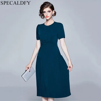 2020 High Quality Fashion Summer Dress Short Sleeve Vintage Midi-calf Pleated Dress Women Elegant Office Dress Robe Femme
2020 High Quality Fashion Summer Dress Short Sleeve Vintage Midi-calf Pleated Dress Women Elegant Office Dress Robe Femme