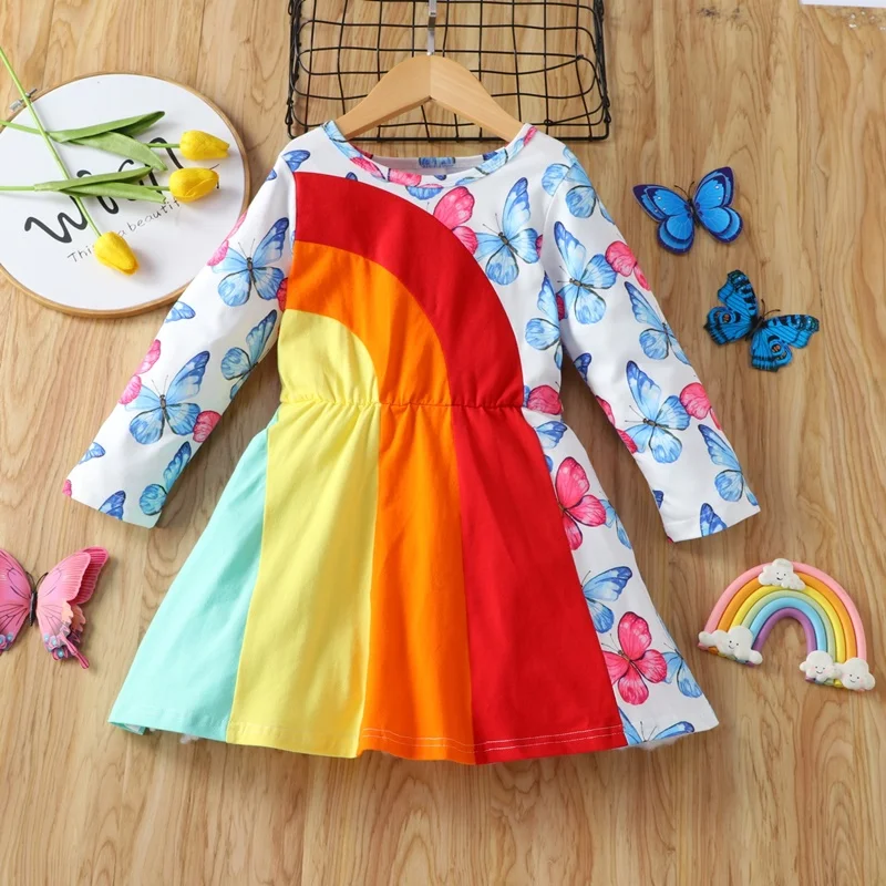 New Kids Dresses for Girls Toddler Girl Fall Clothes Butterfly Print Rainbow Striped Long Sleeve Girls Dress Kids Clothes 1-6Y
New Kids Dresses for Girls Toddler Girl Fall Clothes Butterfly Print Rainbow Striped Long Sleeve Girls Dress Kids Clothes 1-6Y