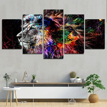 Modern Canvas Painting Abstract Animal Art Poster Lion Color Hair Painting and Mural Room Decoration Five-Piece Set Frameless
Modern Canvas Painting Abstract Animal Art Poster Lion Color Hair Painting and Mural Room Decoration Five-Piece Set Frameless