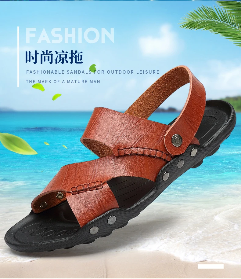 Sandały męskie zrobione ze skóry przezroczyste, rzymskie letnie buty - Sandalias Cuero Hombre Sandalia Rasteira Homme Sandale Ete - Wianko - 2