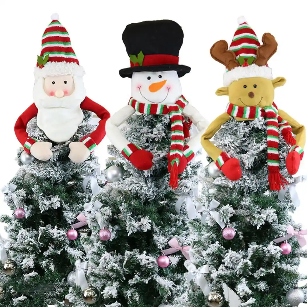 top star ornament christmas as picture tree santa claus, snowman