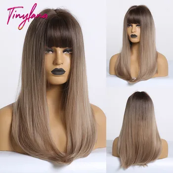 TINY LANA Synthetic Wig Straight Hair With Bangs Ombre Brown Color Natural Headline Heat Resistant For Women Cosplay Party Afro
TINY LANA Synthetic Wig Straight Hair With Bangs Ombre Brown Color Natural Headline Heat Resistant For Women Cosplay Party Afro