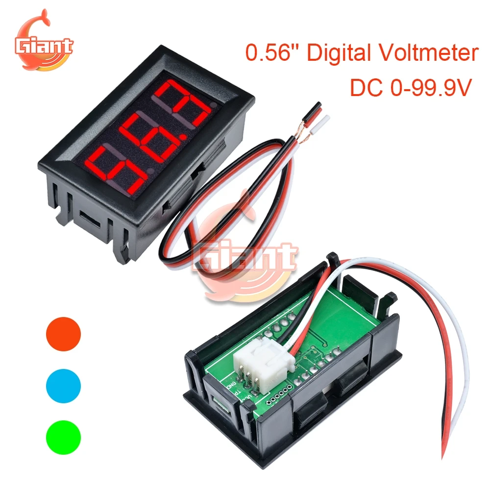 0.56'' Digital Voltmeter DC 0-99.9V DC 4.5-30V Red Green Blue LED Display Voltage Meter Tester 3 Wire Voltage Indicator for Car
0.56'' Digital Voltmeter DC 0-99.9V DC 4.5-30V Red Green Blue LED Display Voltage Meter Tester 3 Wire Voltage Indicator for Car