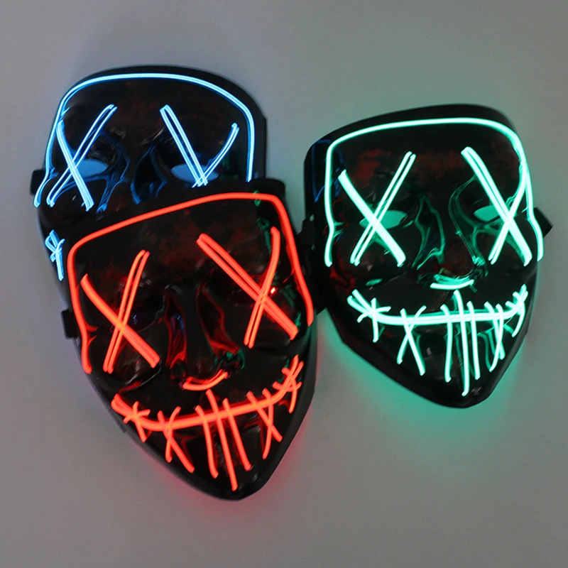 

Halloween LED Mask Purge Masks Election Mascara Costume DJ Party Light Up Masks Glow In Dark Mascara Horror Mask Glowing Masker