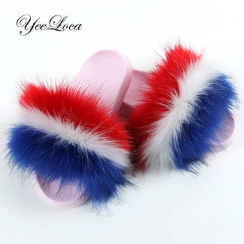 2020 Unisex Fur Slippers Stripe Slides for Kids Open Toe Fox Fur Slippers Girls Fluffy House Shoes Slides Outdoor Slippers 
2020 Unisex Fur Slippers Stripe Slides for Kids Open Toe Fox Fur Slippers Girls Fluffy House Shoes Slides Outdoor Slippers