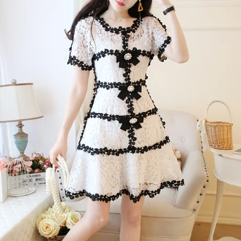 Mini Dress Japanese style small fragrance style lady style temperament slim slimming lace dress 2020 summer 
Mini Dress Japanese style small fragrance style lady style temperament slim slimming lace dress 2020 summer