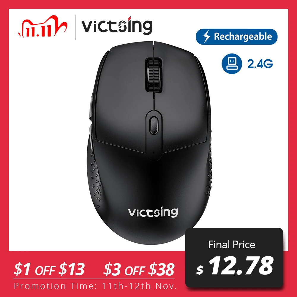 VicTsing PC262 2.4G Wireless Mouse Rechargeable Mouse Silent Noiseless Mice Adjustable 2400DPI 6 Buttons For Computer Laptop PC
VicTsing PC262 2.4G Wireless Mouse Rechargeable Mouse Silent Noiseless Mice Adjustable 2400DPI 6 Buttons For Computer Laptop PC