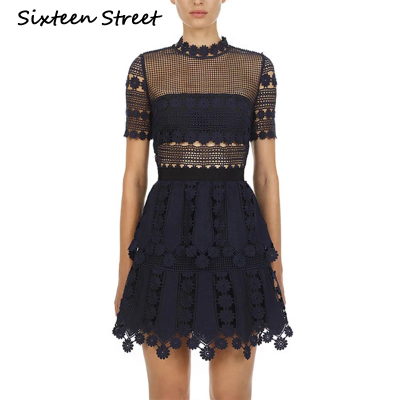 O Neck Short Sleeve Dark Blue Dress Woman Hollow Out Lace elegant short mini Dresses female High quality vestidos Summer New
O Neck Short Sleeve Dark Blue Dress Woman Hollow Out Lace elegant short mini Dresses female High quality vestidos Summer New