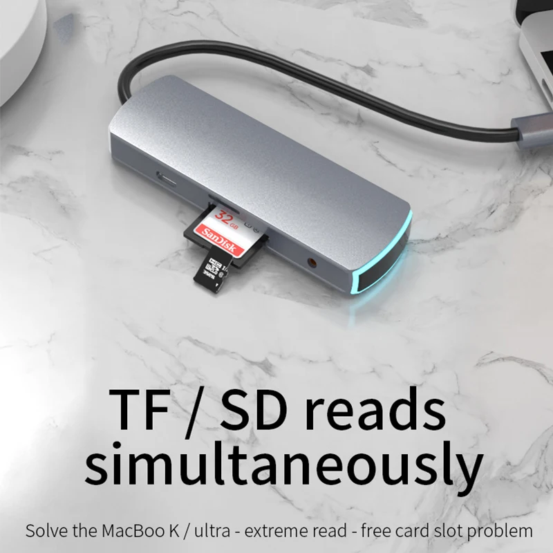 USB 3.0 docking station Type-C 8 HDMI / VGA hub card reader + network card hub
USB 3.0 docking station Type-C 8 HDMI / VGA hub card reader + network card hub