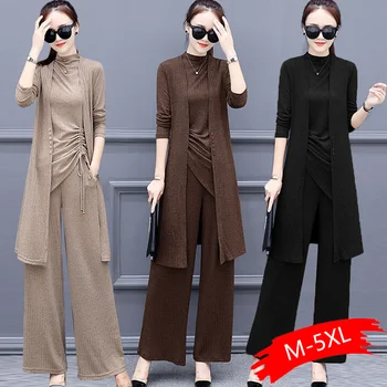 Knitted 3 Pieces Set Women Tracksuit Long Sleeve Cardigan And Sleeveless Pullover Tops And Wide Leg Pants Suit Women's Sets 2020
Knitted 3 Pieces Set Women Tracksuit Long Sleeve Cardigan And Sleeveless Pullover Tops And Wide Leg Pants Suit Women's Sets 2020