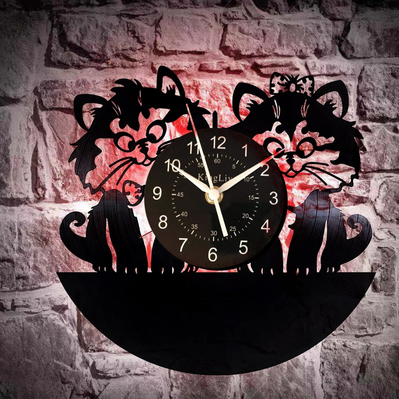 Cute Kittens LED Vinyl Clock Gifts for Animals Wall Decor Cats Art Handmade Living Room Artwork
Cute Kittens LED Vinyl Clock Gifts for Animals Wall Decor Cats Art Handmade Living Room Artwork