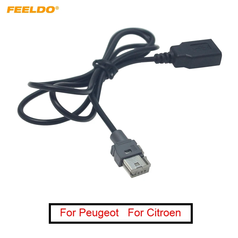 

FEELDO 1Pc original Standard CD Radio Audio Plug To USB Adapter Conector For Peugeot 307 408 Citroen C4 C5 Data Wire Cable
