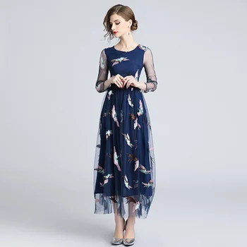 Summer WomenBlue Mesh Dress Loose Plus Size Phoenix Pattern Embroidered Elegant Midi Dresses Vestidos
Summer WomenBlue Mesh Dress Loose Plus Size Phoenix Pattern Embroidered Elegant Midi Dresses Vestidos