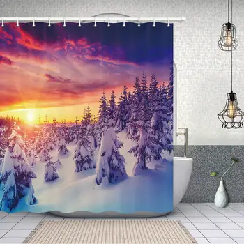 Fantasy Country Snow Scenery Shower Curtains, Rustic Pine Trees in Winter Foggy Forest with Snow at Sunset Bathroom Curtains
Fantasy Country Snow Scenery Shower Curtains, Rustic Pine Trees in Winter Foggy Forest with Snow at Sunset Bathroom Curtains