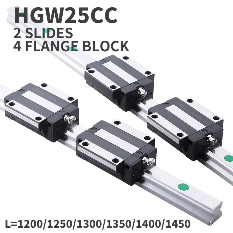 2 pcs linear guide HGR25 1100/1150/1200/1250/1300/1350mm Linear rail + 4 pcs HGW25CC linear bearing blocks for CNC part
2 pcs linear guide HGR25 1100/1150/1200/1250/1300/1350mm Linear rail + 4 pcs HGW25CC linear bearing blocks for CNC part