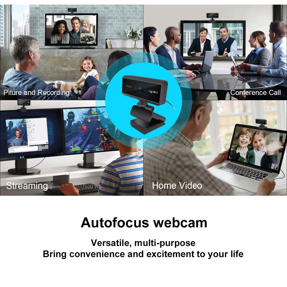 HXSJ HD 1080P Webcam Built-in Microphone Auto Focus High-end Video Call Computer Peripheral Web Camera for PC Laptop HXSJ HD 1080P Webcam Built-in Microphone Auto Focus High-end Video Call Computer Peripheral Web Camera for PC Laptop