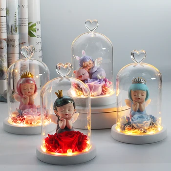 Beautiful Angel And Rose Eternal Flower in Glass Dome Wooden Base Band LED Lamps Decoration Christmas Valentine's Day Gifts
Beautiful Angel And Rose Eternal Flower in Glass Dome Wooden Base Band LED Lamps Decoration Christmas Valentine's Day Gifts