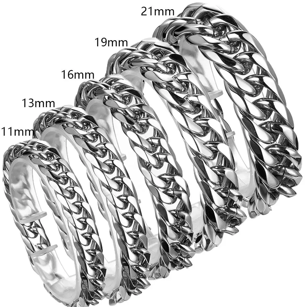 9/11/13/16/19/21mm Cool Strong 316L Stainless Steel Silver Color Cuban Curb Chain Gift Mens/Womens Wristband Bracelet 7-11inch
9/11/13/16/19/21mm Cool Strong 316L Stainless Steel Silver Color Cuban Curb Chain Gift Mens/Womens Wristband Bracelet 7-11inch