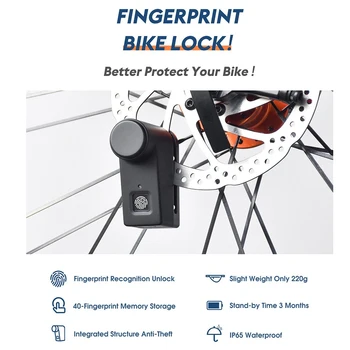 Bicycle Smart Fingerprint Disc Brake Lock Anti-theft Fingerprint Recognition BT Connection APP Remote Control Unlock Waterproof
Bicycle Smart Fingerprint Disc Brake Lock Anti-theft Fingerprint Recognition BT Connection APP Remote Control Unlock Waterproof