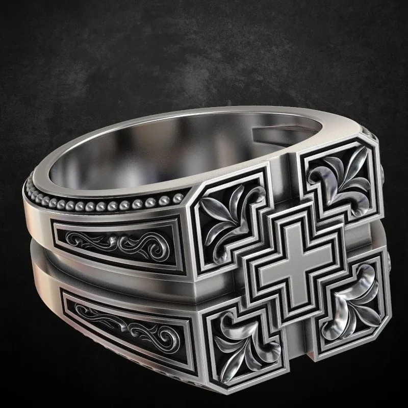 S925 Vintage Thai Silver Carved Christian Cross Men's Ring Party Gift Jewelry Ring Wholesale
S925 Vintage Thai Silver Carved Christian Cross Men's Ring Party Gift Jewelry Ring Wholesale