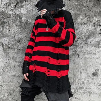 Red Black Couple Ripped Knitted Sweater Women 2020 Street Wear Casual Loose Sweater Pullover Hip Hop Goth Autumn Striped Tops
Red Black Couple Ripped Knitted Sweater Women 2020 Street Wear Casual Loose Sweater Pullover Hip Hop Goth Autumn Striped Tops