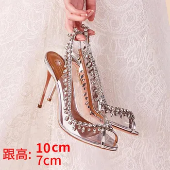 Clear PVC Blade Shoes Woman Pumps Crystal Embellished Silver Metallic Leather slingback High Heels Peep Toe Sandals wedding shoe
Clear PVC Blade Shoes Woman Pumps Crystal Embellished Silver Metallic Leather slingback High Heels Peep Toe Sandals wedding shoe
