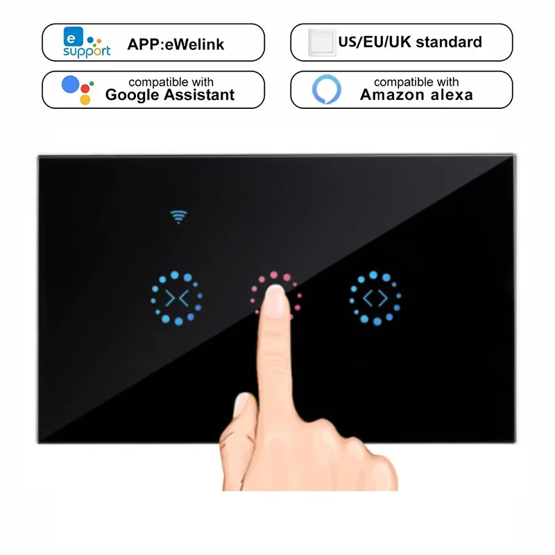 WiFi Smart Curtain Switch Remote Control Roller Shutter Touch Switch Motor Door Switch Alexa Voice APP Control Googel Assistant
WiFi Smart Curtain Switch Remote Control Roller Shutter Touch Switch Motor Door Switch Alexa Voice APP Control Googel Assistant