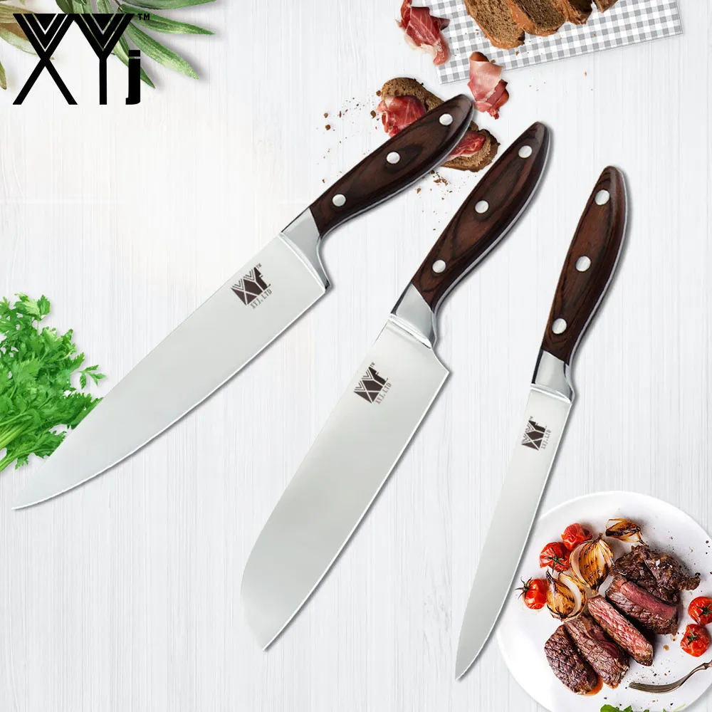 XYj 3pcs Stainless Steel Knives 7CR17 High Carbon Sharp Blade Color Wood Handle Chef Santoku Utility Knives Cooking Tools
XYj 3pcs Stainless Steel Knives 7CR17 High Carbon Sharp Blade Color Wood Handle Chef Santoku Utility Knives Cooking Tools