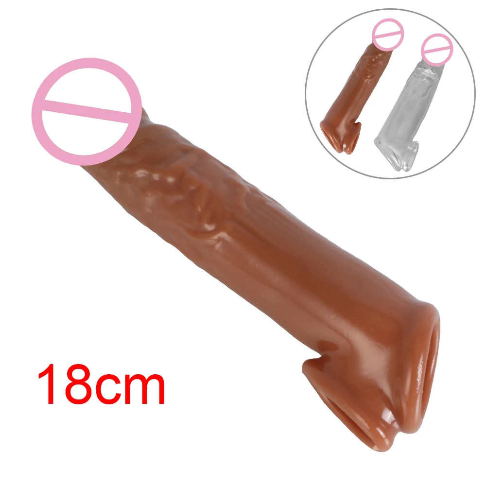 

Sex Toys for Men Male Delay Ejaculation Sex Shop 18CM Penis Sleeve Extender Cock Enlarger Soft TPE Realistic Penis Condom