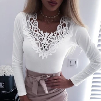 2020 Spring Lace Hollow Out Blouses Shirt Women Autumn Solid Long Sleeve Blouse V Neck Backless Slim Tops T- shirts 
2020 Spring Lace Hollow Out Blouses Shirt Women Autumn Solid Long Sleeve Blouse V Neck Backless Slim Tops T- shirts
