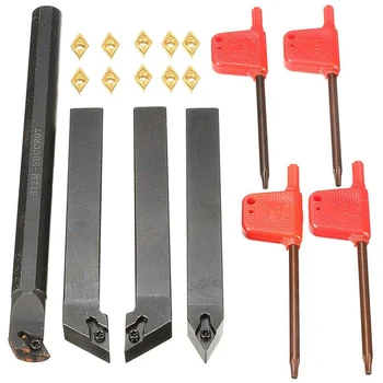 10Pcs Carbide Insert Blades + 4Pcs Lathe Turning Tool Holder Set + 4Pcs Wrench for Lathe Turning Tool Machine Tool Sets
10Pcs Carbide Insert Blades + 4Pcs Lathe Turning Tool Holder Set + 4Pcs Wrench for Lathe Turning Tool Machine Tool Sets