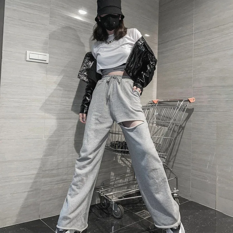 Women Wid Leg Pants Casual Hollow Out Drawstring Pockets High Street Puls Size Sweatpants Solid Basic Streetwear Autumn 2020
Women Wid Leg Pants Casual Hollow Out Drawstring Pockets High Street Puls Size Sweatpants Solid Basic Streetwear Autumn 2020