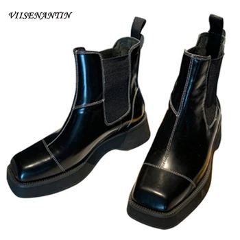 New British Style Chelsea Genuine Leather Short Ankle Martin Boots Women Square Toe Height Increase Thick Sole Flat Black Shoes
New British Style Chelsea Genuine Leather Short Ankle Martin Boots Women Square Toe Height Increase Thick Sole Flat Black Shoes