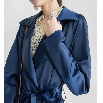 Satin Lace-up Mid-Length Trench Coat For Women Korean Style Elegant Solid Color Female Windbreaker Trench Coats With Belt
Satin Lace-up Mid-Length Trench Coat For Women Korean Style Elegant Solid Color Female Windbreaker Trench Coats With Belt