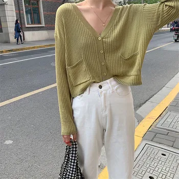 Focal20 Streetwear Solid Color Pocket Women Knitted Cardigan Sweater V-Neck Women Knitted Sweater Summer Lady Knitted Sweater
Focal20 Streetwear Solid Color Pocket Women Knitted Cardigan Sweater V-Neck Women Knitted Sweater Summer Lady Knitted Sweater