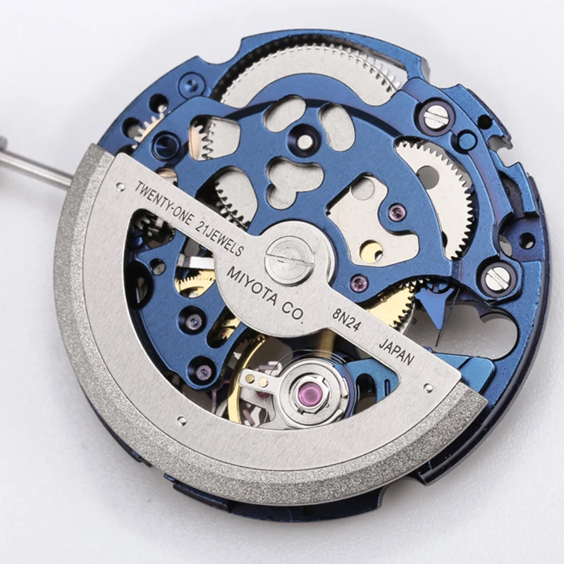 

Miyota 8N24 Blue Japan Skeleton Mechanical Movement 21 Jewels Automatic Self-winding Movement Refit Kit Replace Watch Parts