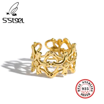 S'STEEL Korean Rings Gift For Women 925 Sterling Silver Gold Minimalist Opening Ring Bijoux Argent 925 Massif Pour Femme Jewelry
S'STEEL Korean Rings Gift For Women 925 Sterling Silver Gold Minimalist Opening Ring Bijoux Argent 925 Massif Pour Femme Jewelry