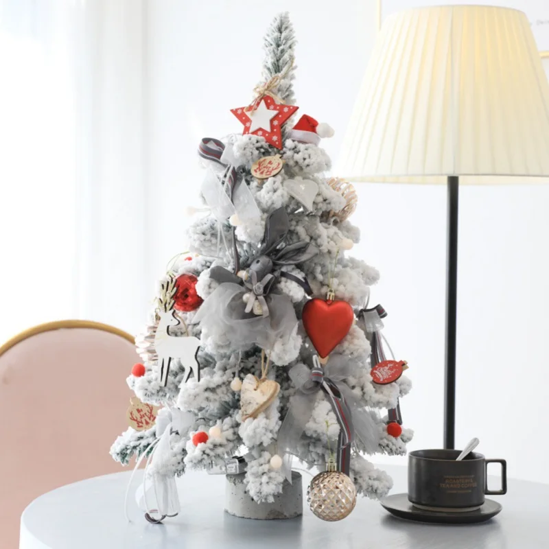 45cm Christmas Tree Desk Table Small Party Ornaments Tabletop Flocking Artificial Christmas Tree Decoration