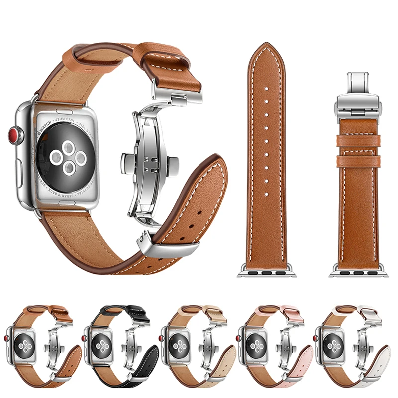 Genuine Leather band For Apple Watch 4 5 40mm 44mm 38mm 42mm Butterfly Buckle Bracelet Strap wristband For iwatch series 3 2 1
Genuine Leather band For Apple Watch 4 5 40mm 44mm 38mm 42mm Butterfly Buckle Bracelet Strap wristband For iwatch series 3 2 1