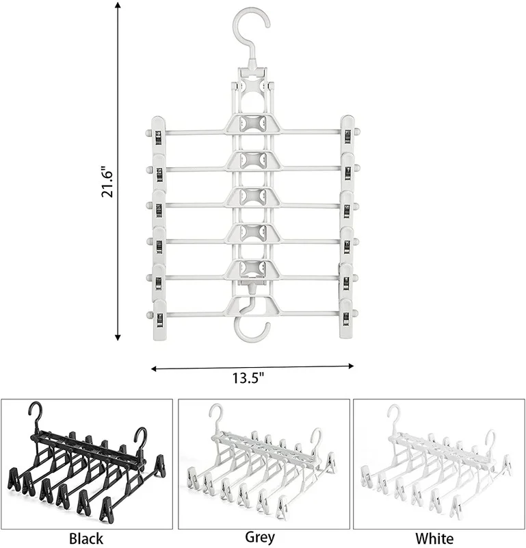 Składany plastikowy wieszak na spodnie i spódnice z klipsami - Organizer do szafy, oszczędność miejsca - Wianko - 19