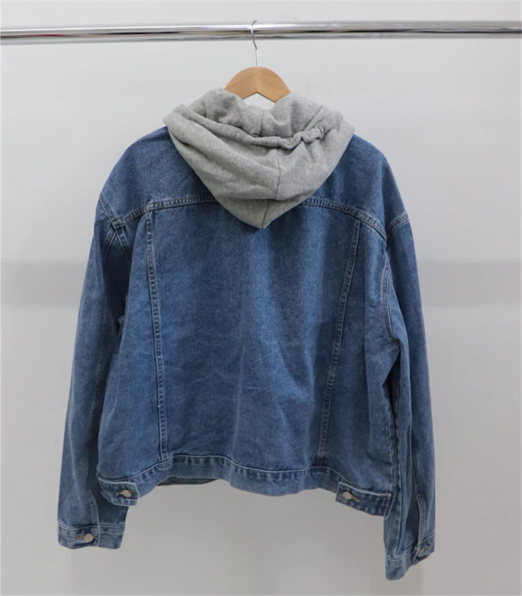 Colorfaith New 2020 Autumn Winter Women Denim Jacket Outerwear Hooded High Street Fashionable Korean Style Jeans Tops JK8303