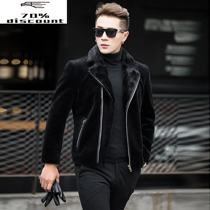 Sheep Shearling Real Fur Coat Mink Fur Collar Jacket Men Winter Short Warm Mens Jackets and Coats Overcoat GY8008 KJ822
Sheep Shearling Real Fur Coat Mink Fur Collar Jacket Men Winter Short Warm Mens Jackets and Coats Overcoat GY8008 KJ822