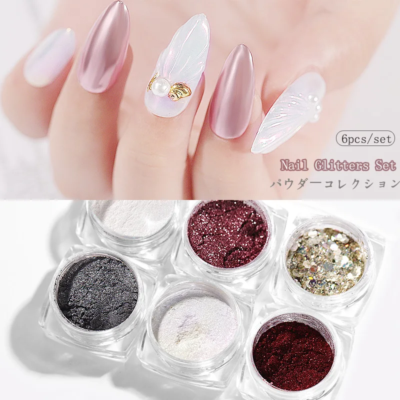 6Pcs/Set Holographic Nail Powders Magic Mirror Shell Nail Glitters Mix Sparkling Sequins Neon Powder Dust Laser Nail Art Pigment
6Pcs/Set Holographic Nail Powders Magic Mirror Shell Nail Glitters Mix Sparkling Sequins Neon Powder Dust Laser Nail Art Pigment